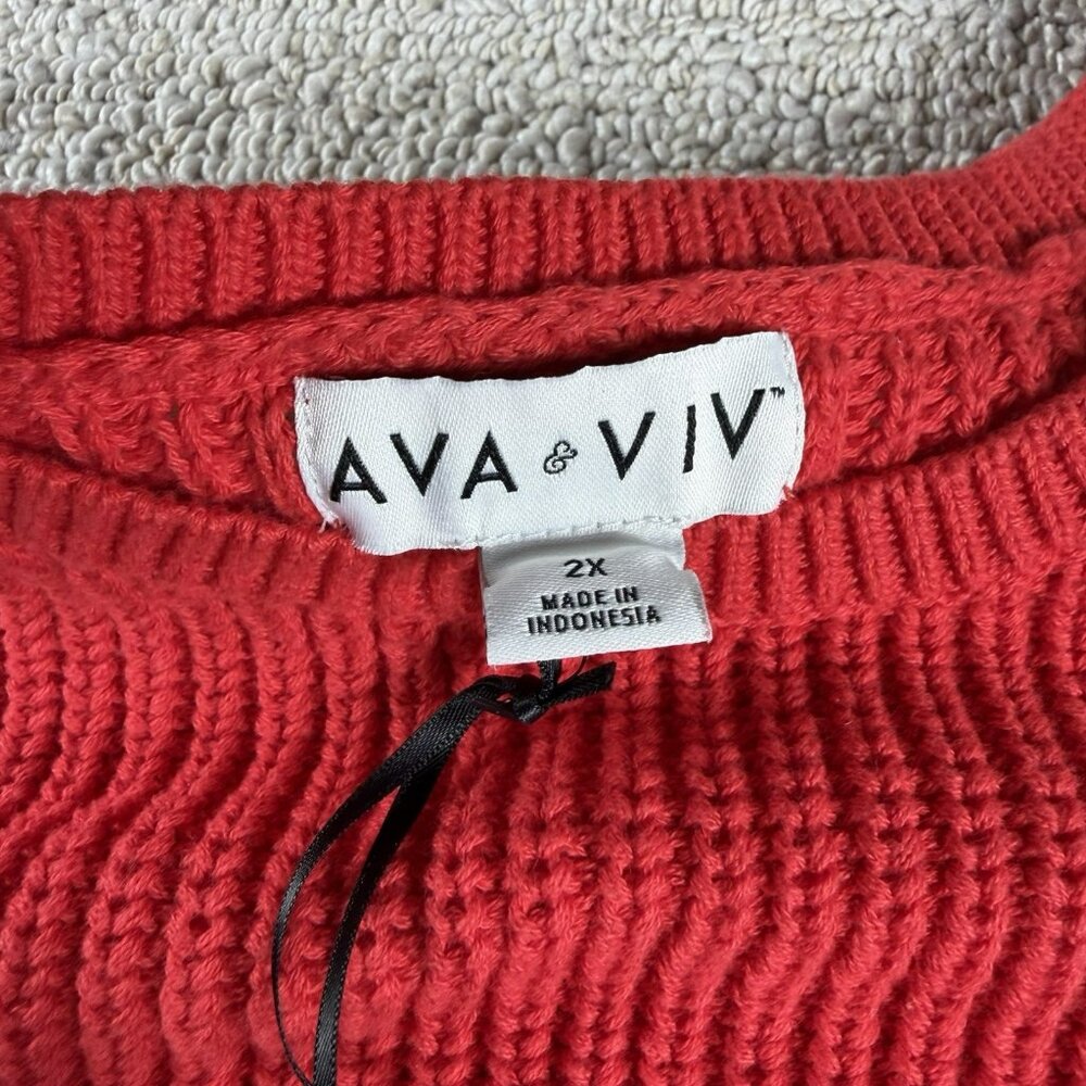 Ava & Viv Sleeveless Tank Top Knit Sweater Red Women's Size 2X - Picture 2 of 5